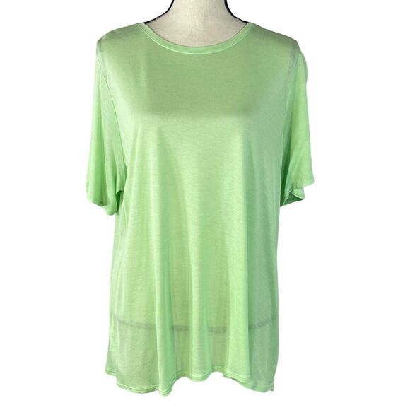 Alfani 0X-Large Top Stretch Short Sleeve Scoop Neck Semi-Sheer Lightweight Green - Picture 1 of 7